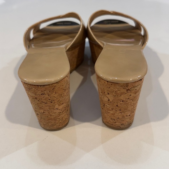 Jimmy Choo Prima Nude Patent Leather Cork Wedge Slide Sandals. Size 37 1/2 - Picture 8 of 15